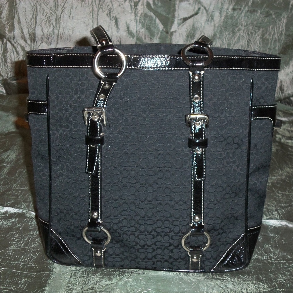 Coach black fabric leather satchel G0849-f12344